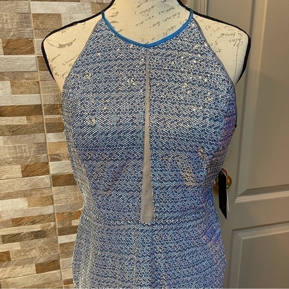 AIDAN Mattox Sequin Halter Mini Dress with Cutout Sz 10 - Picture 9 of 17